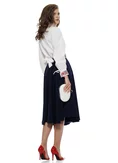 Fusta eleganta clos Fofy bleumarin midi cu buzunare laterale picture - 5