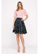 Fusta eleganta clos Fofy neagra imprimata cu imrimeu geometric multicolor