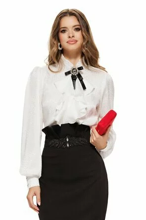 Fusta Fofy conica cu talie inalta, pliuri si aplicatie strassuri