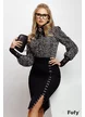 Fusta Fofy eleganta conica neagra cu aplicatie de capse argintii tip mos si baba