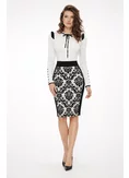 Fustă Fofy neagra eleganta conică imprimata si spate uni picture - 1