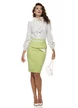Fusta Fofy verde lime cu peplum asimetric in spirala