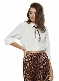 Fusta midi plisata din saten animal print bordurata cu fir de intarire picture - 2