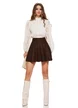 Fusta mini din tricot maro premium plisat