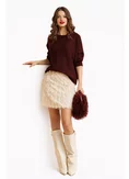 Fusta mini eleganta crem din paiete franjurate picture - 1