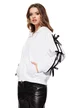 Hanorac dama alb subtire cu fundite gluga si fermoar