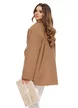 Jacheta dama bej stil sacou din tricot plusat bumbac cu lana