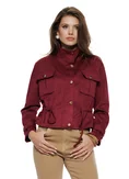 Jacheta dama bordo din piele intoarsa eco cu buzunare si snur reglabil in talie picture - 1