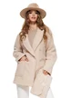 Jacheta dama crem stil sacou din tricot plusat bumbac cu lana