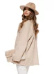 Jacheta dama crem stil sacou din tricot plusat bumbac cu lana