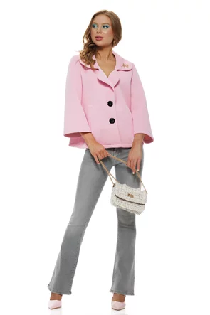 Jacheta dama premium roz croi retro si brosa