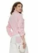 Jacheta dama roz din piele intoarsa eco  cu buzunare si snur reglabil in talie