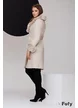 Palton dama elegant bej cu guler si mansete din blanita