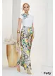 Pantalon dama de vara larg satinat cu buzunare laterale imprimeu Amalfi cu lamai
