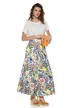 Pantalon dama de vara larg satinat cu imprimeu mediteranean Amalfi
