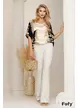 Pantalon dama elegant bej premium cu talie inalta linie evazata si curea