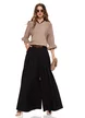 Pantalon dama elegant negru cu croi larg curea pense si buzunare