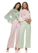 Pantalon dama elegant roz wide cu buzunare si curea
