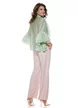 Pantalon dama elegant roz wide cu buzunare si curea