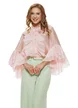 Pantalon dama elegant vernil wide cu buzunare si curea