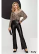 Pantalon dama evazat din piele ecologica neagra cu centura
