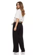 Pantalon dama negru cu buzunare vascoza cu bumbac croi lejer cu cordon bicolor