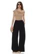Pantalon dama negru wide cu pense ample din vascoza racoroasa