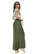 Pantalon dama olive wide cu pense din vascoza racoroasa