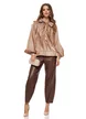 Pantalon dama piele ecologica maro cu talie inalta conic