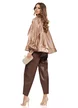 Pantalon dama piele ecologica maro cu talie inalta conic
