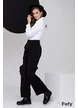 Pantaloni cargo dama negri material premium cu cadere si pense duble