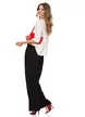 Pantaloni dama cu talie inalta si pense croi larg si cordon