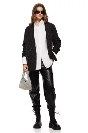 Pantaloni dama din piele ecologica negru premium talie inalta