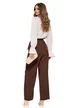 Pantaloni dama elegant moccacinno front twist cu accesoriu auriu picture - 2