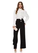 Pantaloni dama elegant negru front twist cu accesoriu auriu