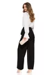 Pantaloni dama elegant negru front twist cu accesoriu auriu