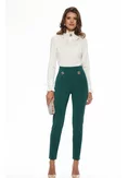 Pantaloni damă eleganți verde smarald cu aplicații-bijuterie Emerald Jewel picture - 1
