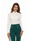 Pantaloni damă eleganți verde smarald cu aplicații-bijuterie Emerald Jewel picture - 4