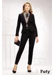 Pantaloni dama Fofy negri conici cu talie inalta si accesoriu cu cristale