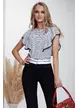Pantaloni dama office cu betelie alb cu negru