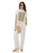 Pantaloni dama premium bej nature din in curea impletita