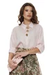 Pantaloni dama premium largi olive cu imprimeu floral din matase de tencel cu in