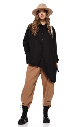 Pantaloni dama premium mocca mouse din vascoza cu croi modern si buzunare