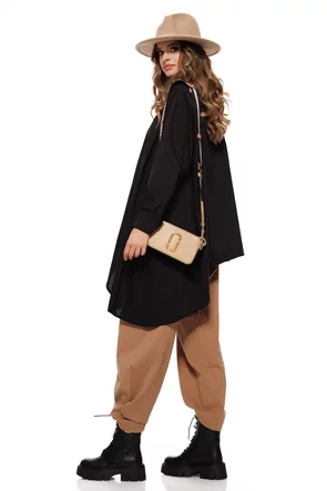 Pantaloni dama premium mocca mouse din vascoza cu croi modern si buzunare