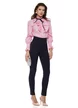 Pantaloni eleganti Fofy bleumarin cu talie inalta usor elastici si betelie lata