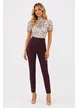 Pantaloni eleganti Fofy bordo cu talie inalta usor elastici si betelie lata