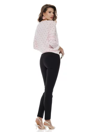 Pantaloni eleganti Fofy negri cu talie inalta usor elastici si betelie lata