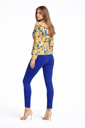 Pantaloni Fofy albastru electri conici cu talie inalta