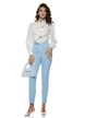Pantaloni Fofy dama baby blue cu talie inalta si croi conic