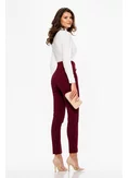 Pantaloni Fofy dama bordo cu talie inalta croi conic si accesoriii aurii cu strasuri in talie picture - 2
